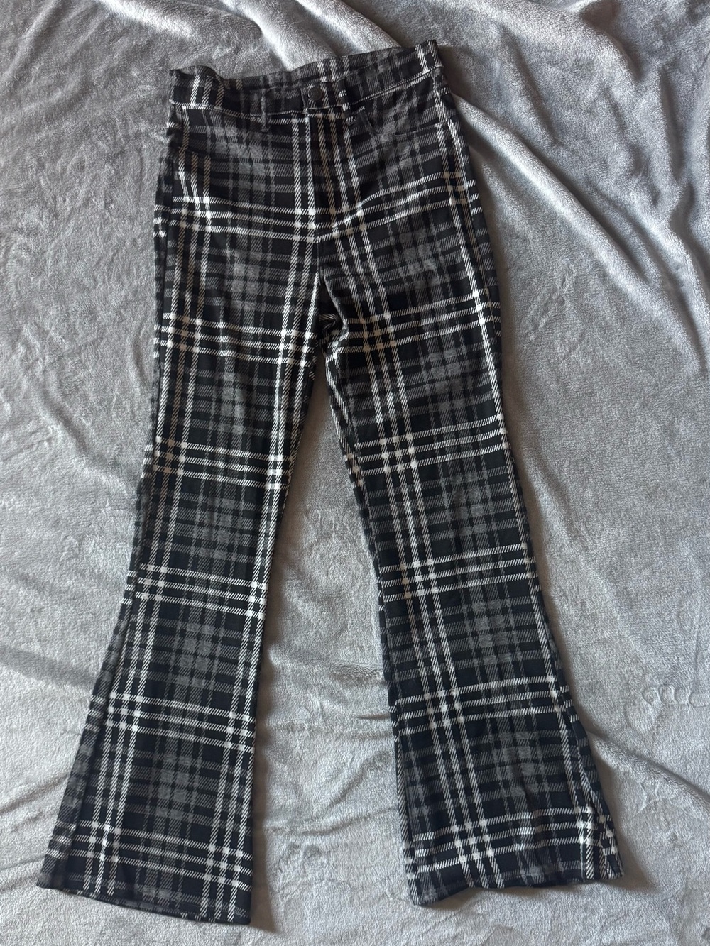 American Eagle Black & White Plaid Flare Pants